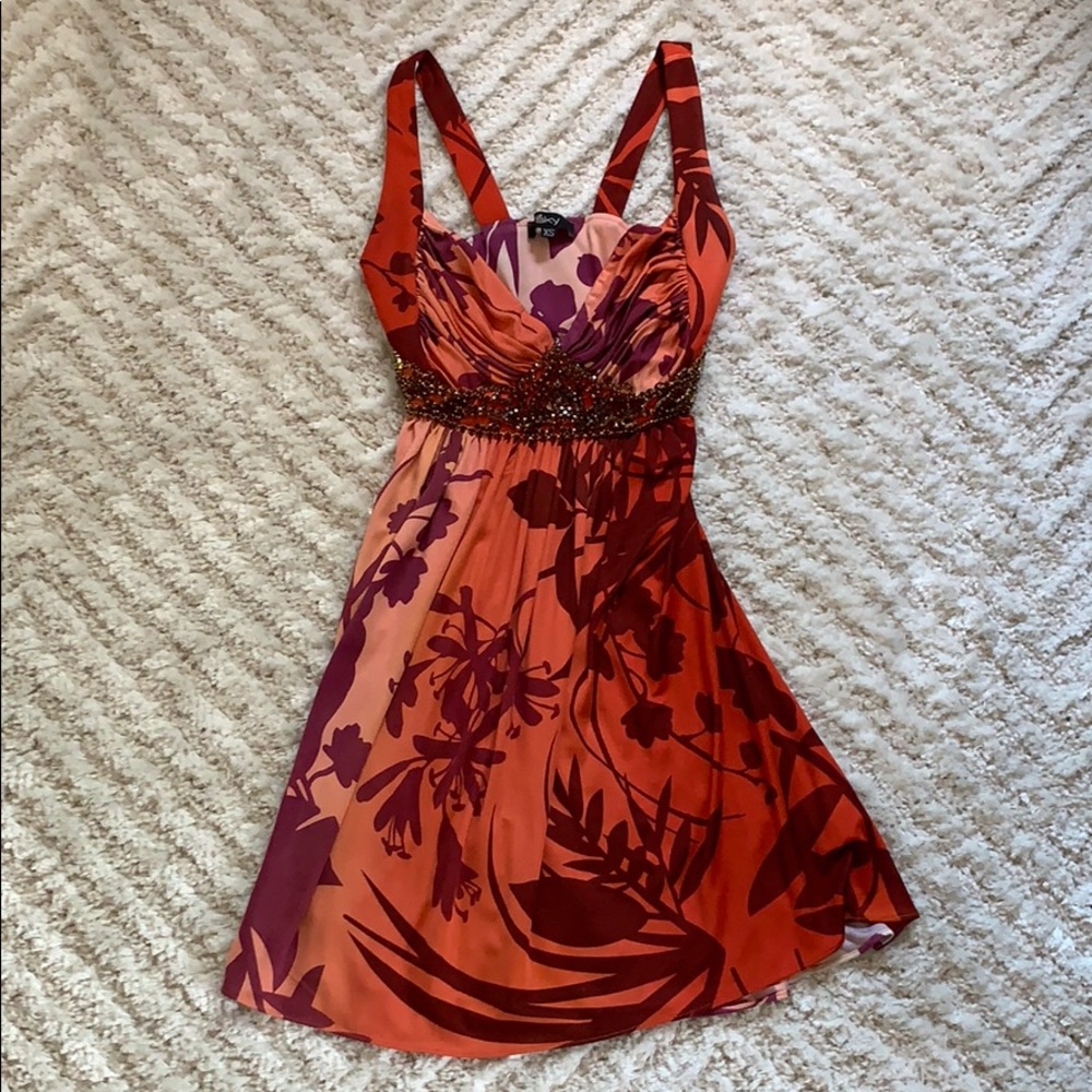 Red Embelished Mini Dress